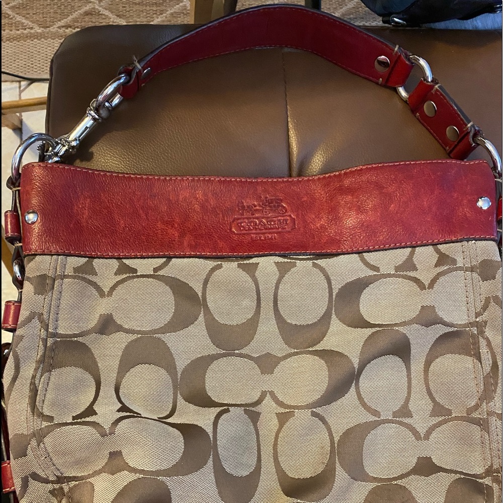 Vintage Coach Zoe Hobo Signature Canvas and Leather Bag